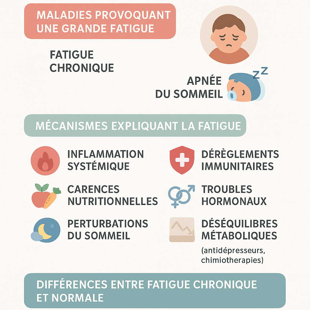 Quels mécanismes expliquent la fatigue dans ces maladies ?